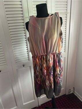 Mango Sleeveless Midi Dress in Pastel Pink, Peach & Purple Floral